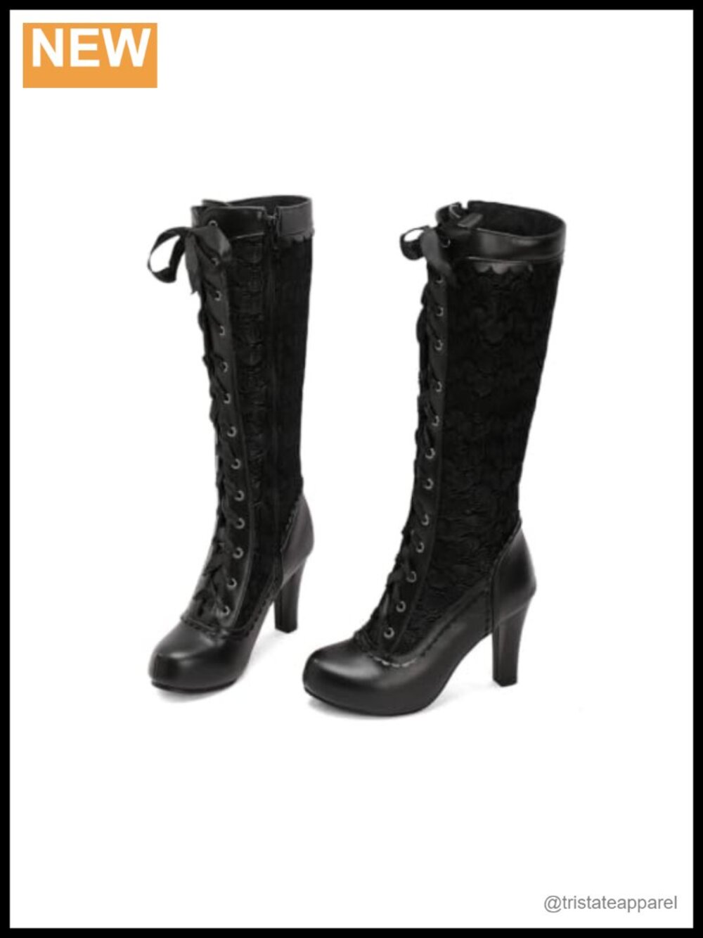 Victorian Lace Up Boots Steampunk Chunky Block Heel Wide Calf